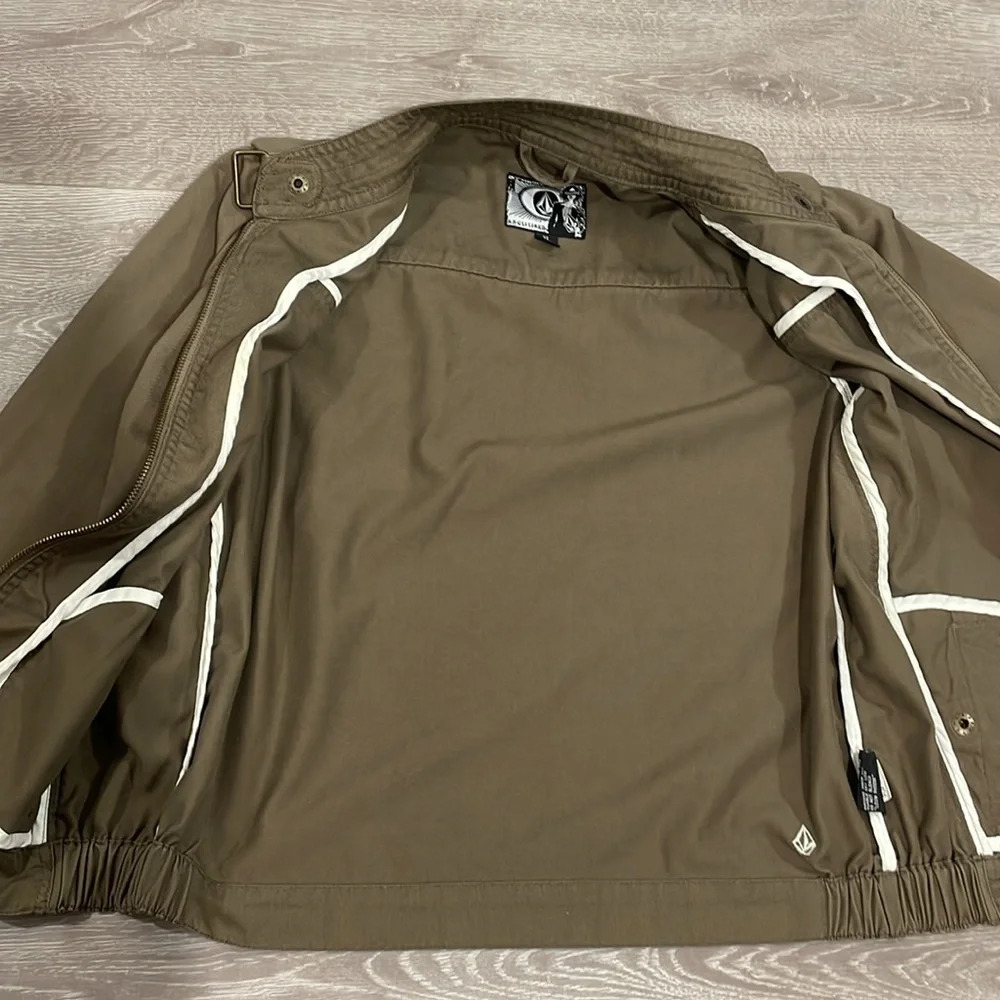 NWOT Volcom Women's Frochickie 2 Lovin Phoebe Brown Zip Up Canvas Moto Jacket XL - Picture 13 of 16